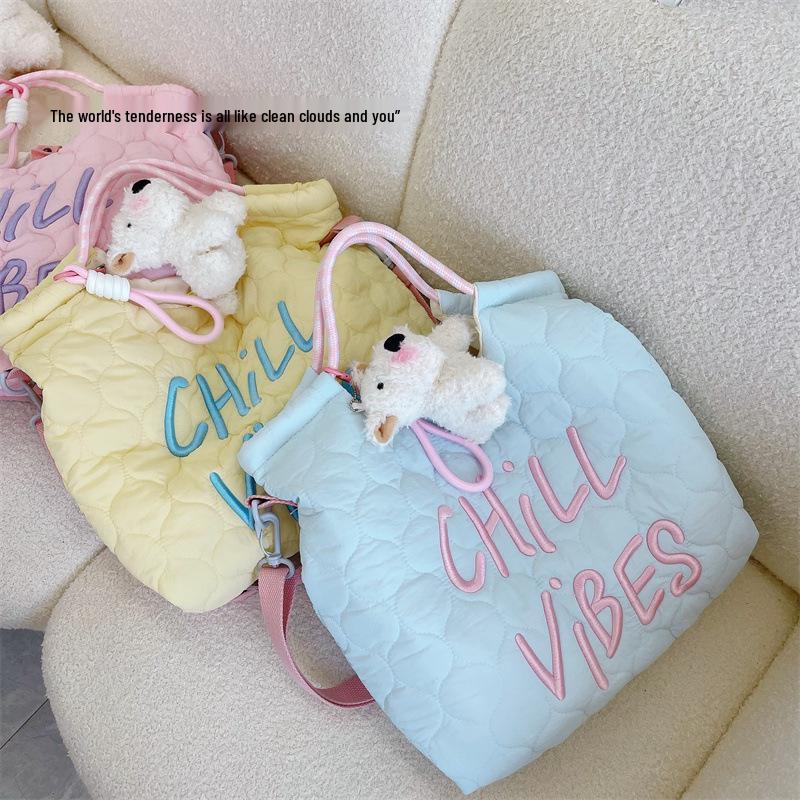 Korean Style Cute Women's Versatile Down Jacket Shoulder Bag - Large Capacity Handbag for Autumn/Winter