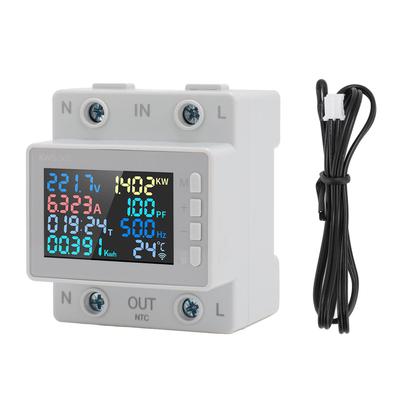 Volt-Ampere-Meter, 64 A, 170 bis 270 V, 0 bis 17 kW, Führungsschiene, Ausschaltspeicher, Farbbildschirm, Stromzähler
