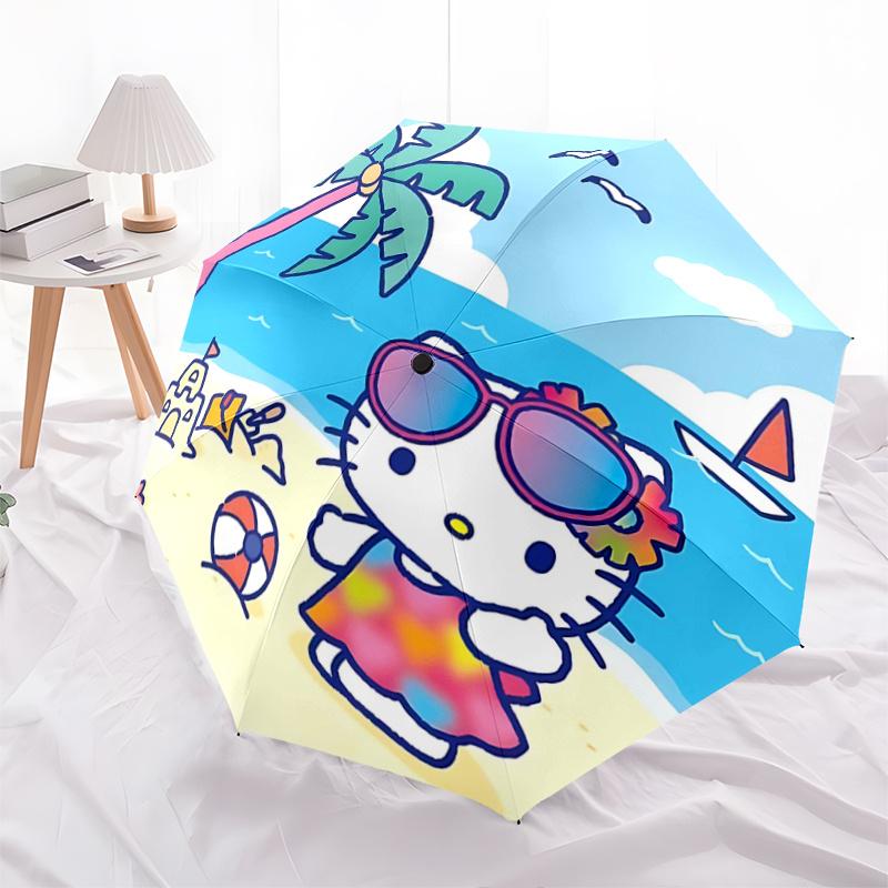 

1pc Hello Kitty Beach Umbrella - Automatic Opening/Closing, Portable Folding Design, 8-Rib Iron Frame, Outdoor Umbrella, Ideal Gift for Fans, Traveler