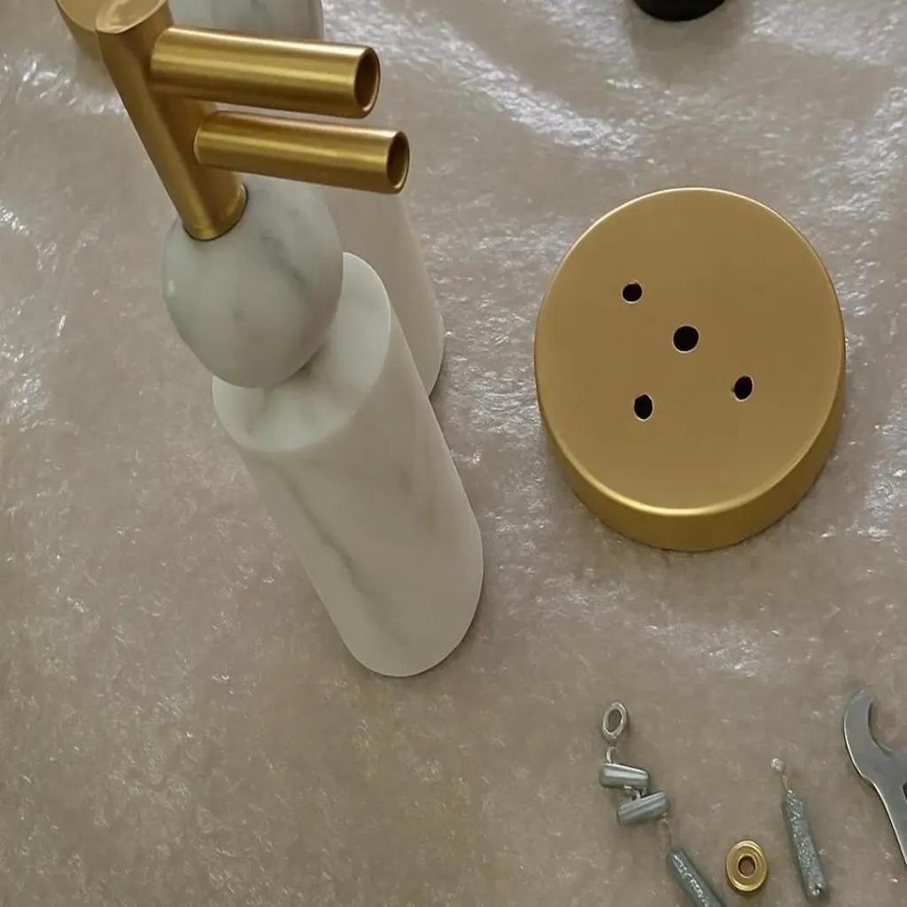 Modern Marble Wall Sconce Light – Brass Finish Luxury Wall Lamp for Bedroom Living Room