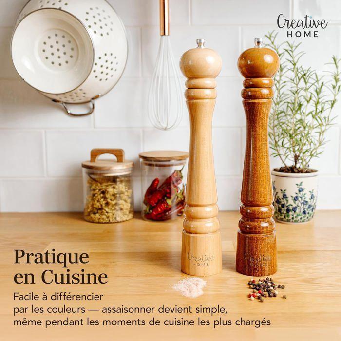 Moulin à Poivre et Sel en Bois - Creative Home - Hauteur 31,5cm - Salière et Poivrière