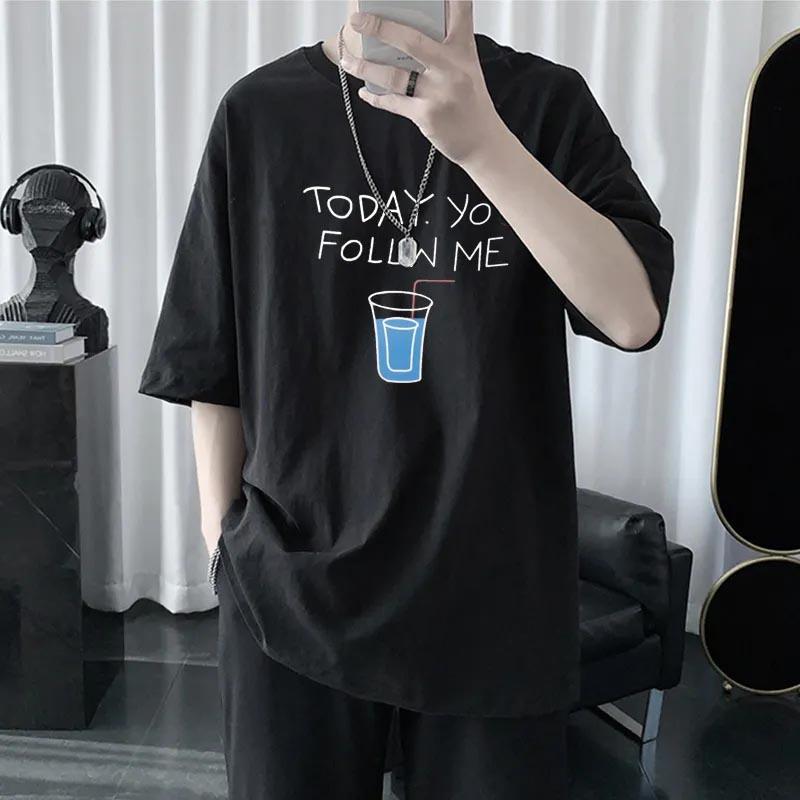 

Мужская повседневная свободная футболка с круглым вырезом и принтом большого размера, летняя тонкая универсальная футболка с короткими рукавами, мужской топ XXXL