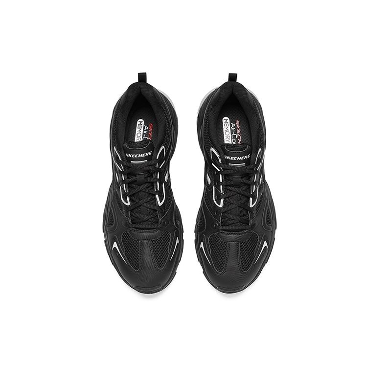 Skechers Stamina V2 Men Black Low Top Dad Shoes Fabric Tech Style Retro Casual Durable Platform 237234-BBK