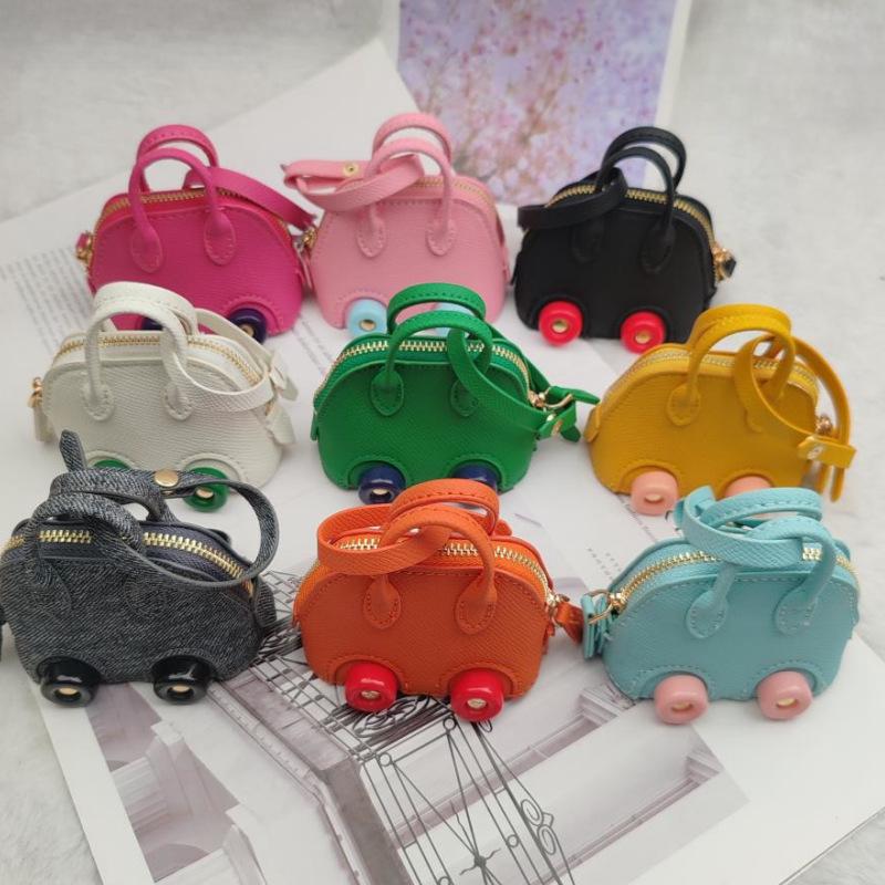 New Korean Style Cute You Mini Bike Handlebar Love Leather Case Headphone Case Metal Chain Bag Accessory Bag