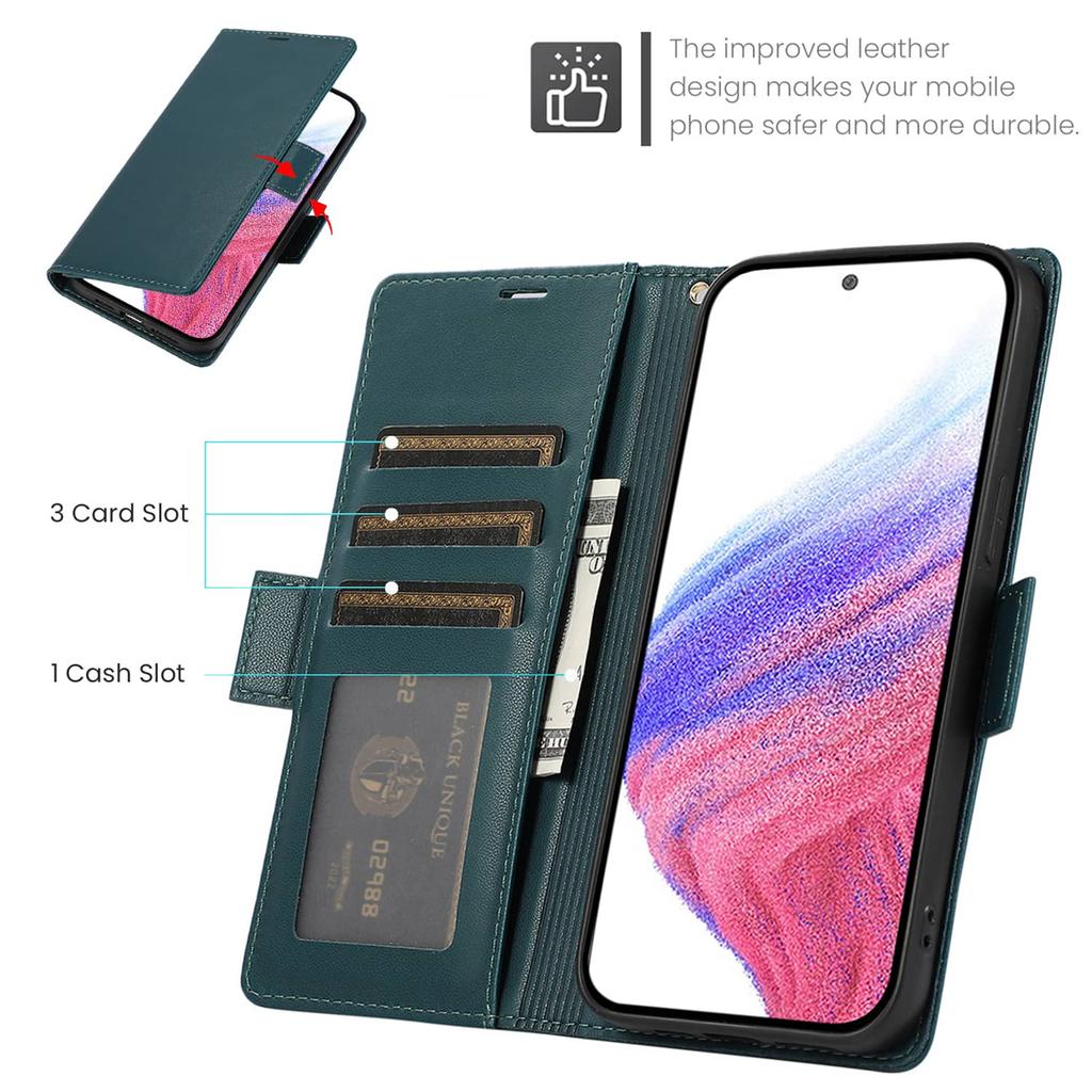 Suitable for Samsung Galaxy A14 A15 A16 A25 A26 A33 A36 A55 A56 A73 Wallet Flip Folio Case with Card Holder Kickstand Shockproof