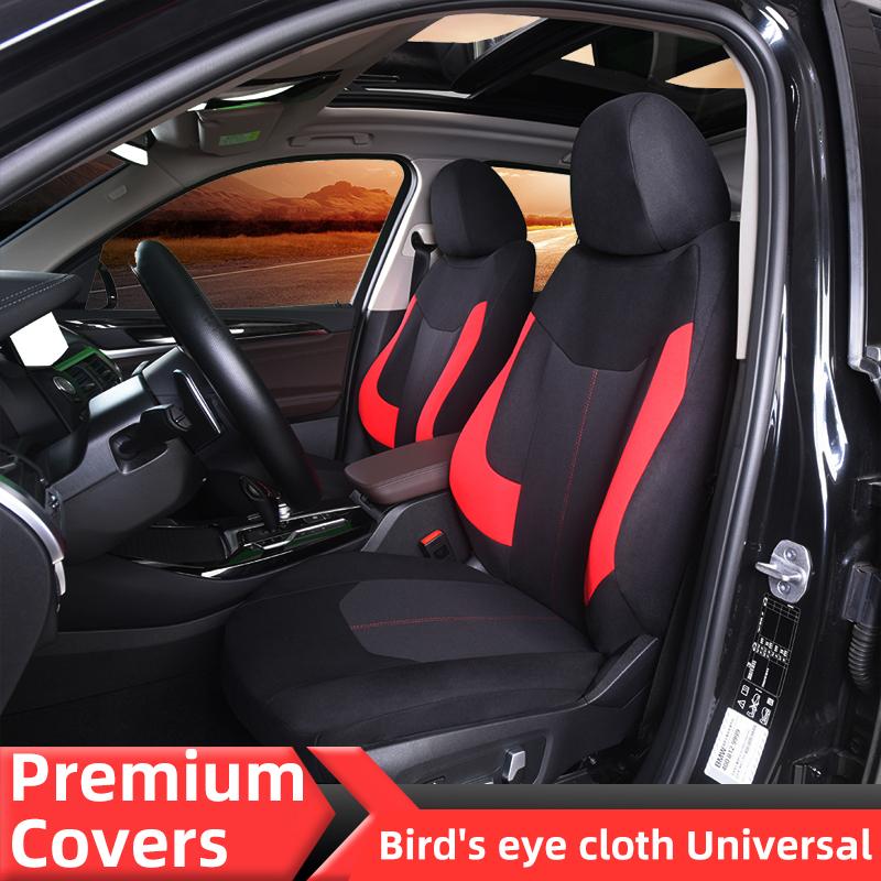 Car Front Seat Covers With Mesh 3MM Car Products Seat Cover Exterior Parts Side Red Bird's Eye Cloth