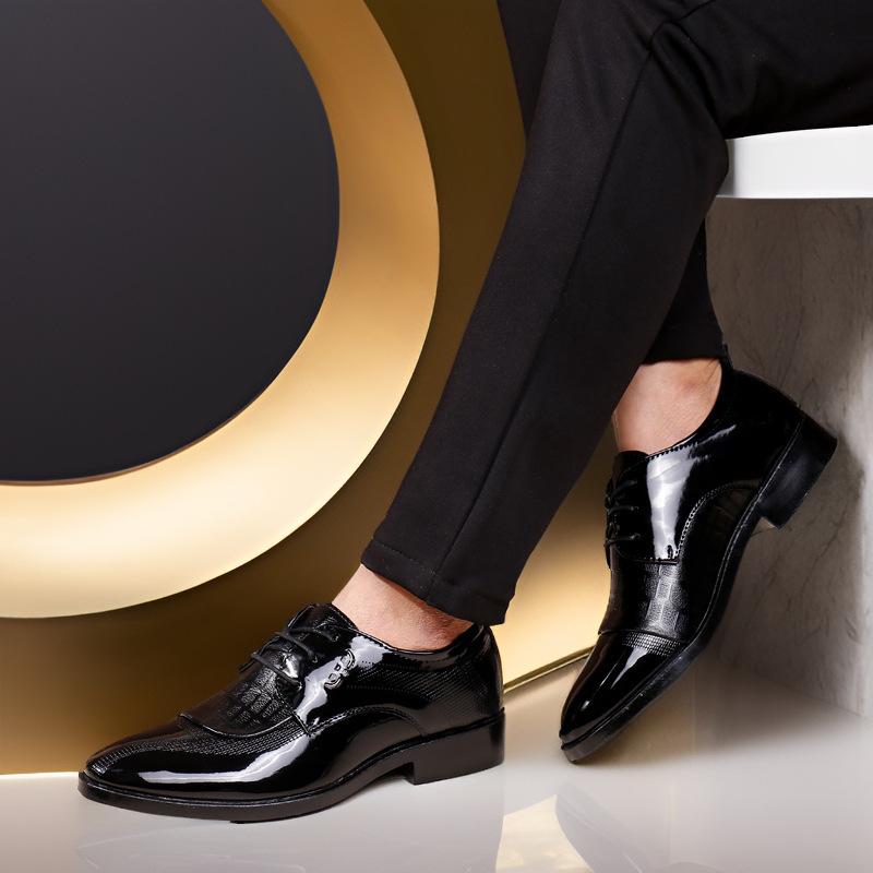 

Весенний новый продукт деловое платье мужские кожаные туфли британские большого размера мужские туфли повседневные на шнуровке глянцевые остроносые кожаные туфли 38
