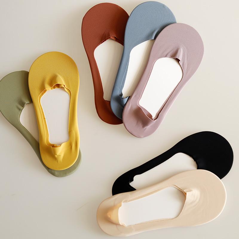 Socks Invisible Socks Summer Thin Ice Silk Socks Shallow Mouth Low Top Silicone Non-Slip Boat Socks Skin-Friendly And Soft