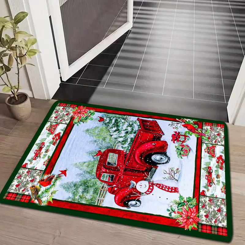 1Pcs Anti Fatigue Kitchen Rugs Christmas Truck Snowman  Waterproof Non-Slip Thick Cushioned Kitchen Mat Heavy Duty Comfort Standing Mat for Kitchen
