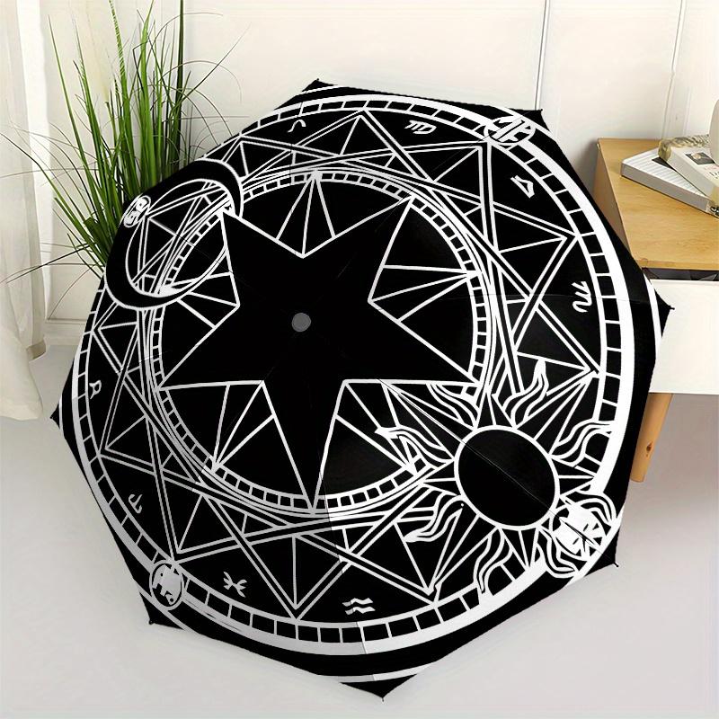 

Enchanted Star Mandala: Mystical Symbolic Artwork for Decor Umbrella, Portable 3-Fold Compact Umbrella for Men & Women ES50