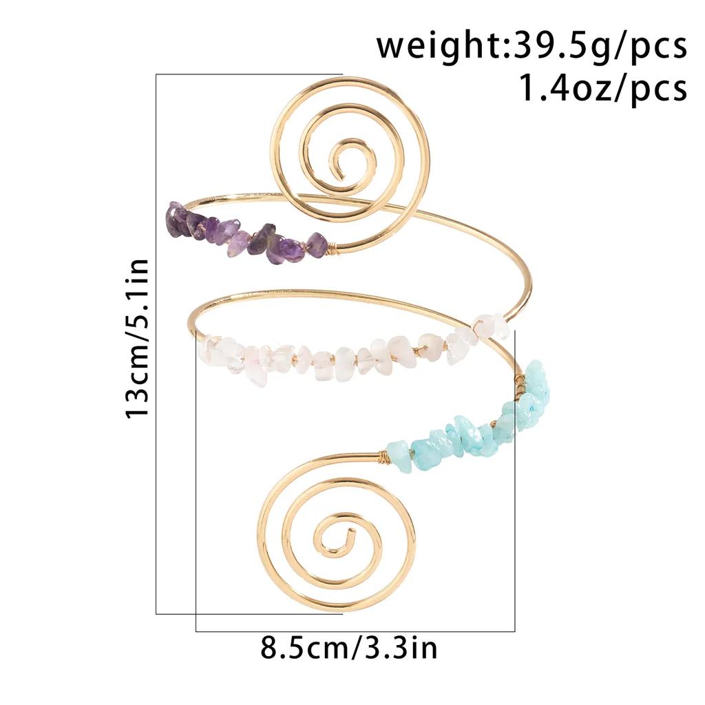 Punk Unregelmäßige Steine Spiral Oberarmmanschette Armreifen für Damen Vintage Verstellbar Offene Armbänder Partner Schmuck Steampunk Neu