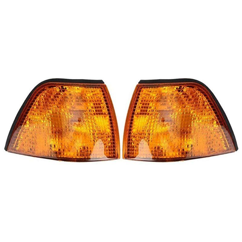 

2 шт. Указатель поворота в угол бампера автомобиля, сигнальный фонарь поворота, предупреждающий фонарь поворота без лампочки для BMW E36 Седан 1992-1998 жёлтый