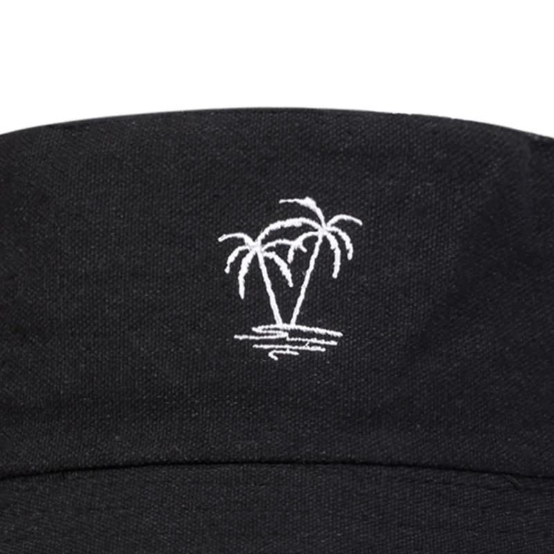 Unisex Coconut Tree Embroidery Double Sided Wearing Bucket Hats Fishermen Caps Outdoor Casual Cap