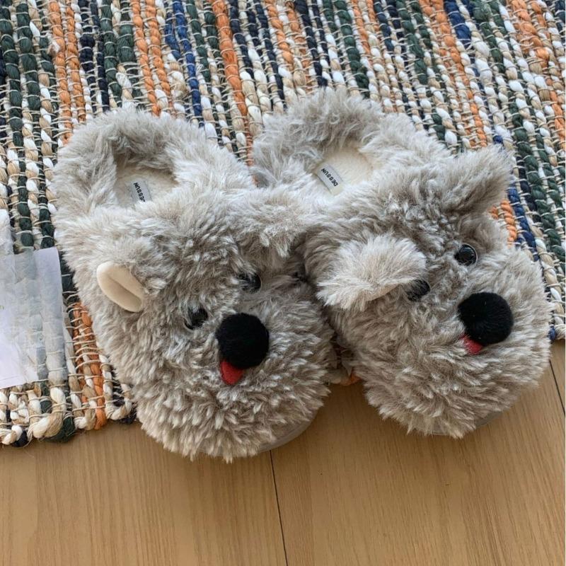 Cartoon Cotton Shoes, Thickened Slippers for Women, Warm Plush Shoes