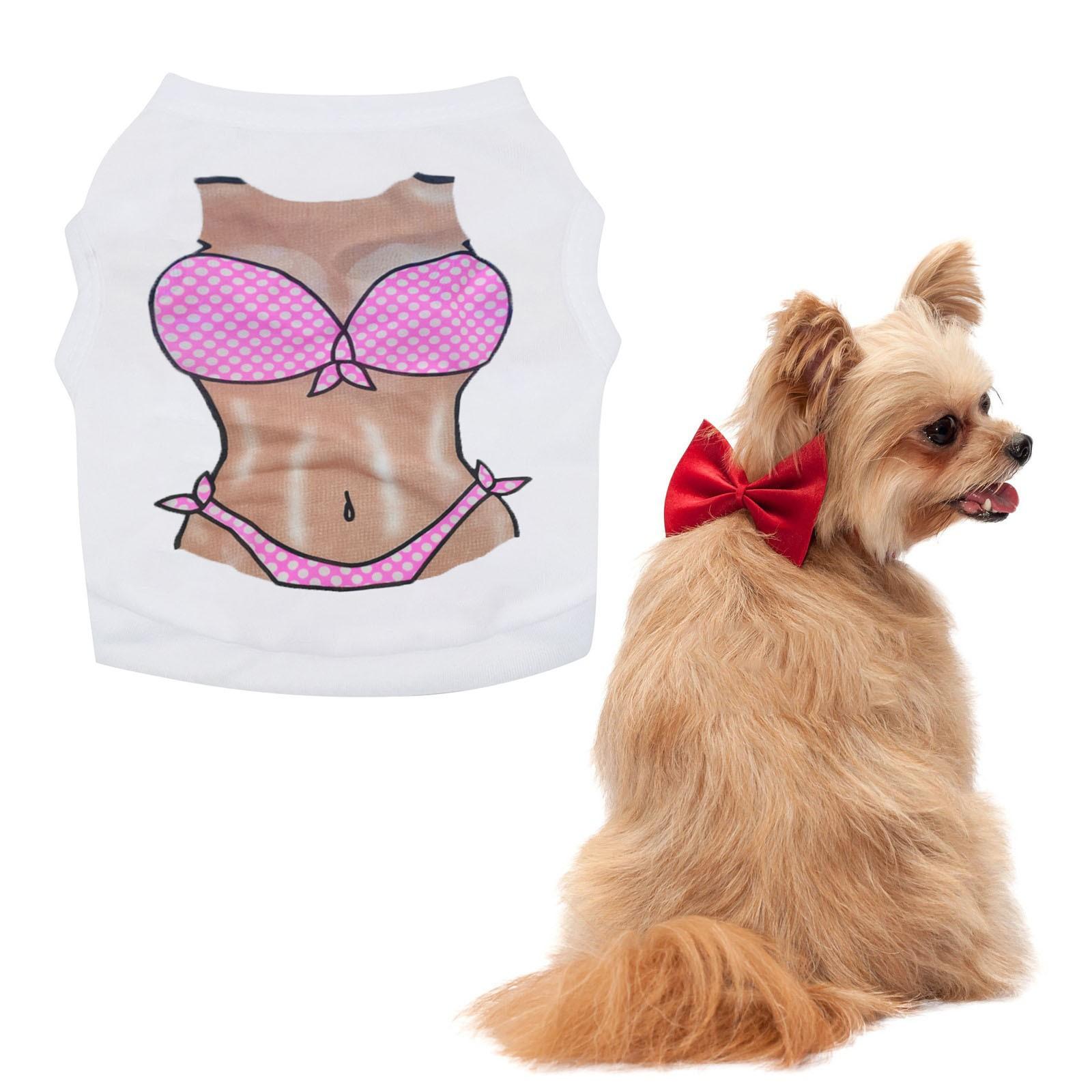 

Одежда для маленьких собак для девочек, жилет для собаки, тонкое бикини, футболка для питомца, тедди, кошка, товары для питомцев L белый