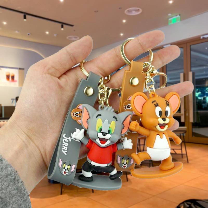Entzückender Tom und Jerry Gummi Schlüsselanhänger Cartoonfigur Schlüsselanhänger für Jungen und Mädchen