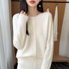 Autumn/Winter Pure Wool Seven-Stitch Crew Neck Cardigan - Thick, Long Sleeve, Solid Color, Skin-Friendly Knit Sweater