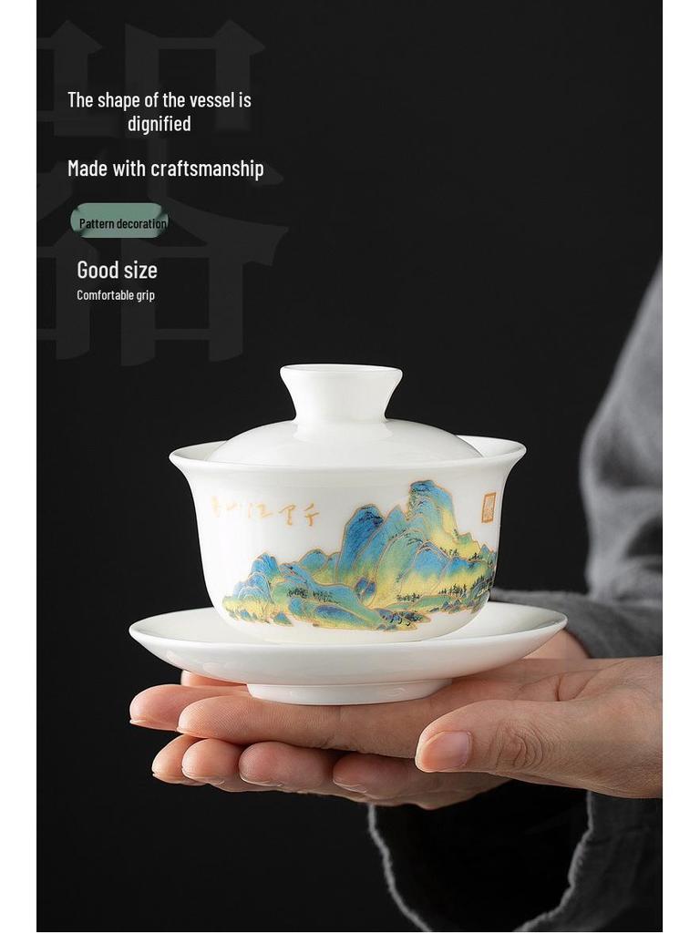 Mutton Fat Jade Dehua Porcelain Kung Fu Tea Set Souvenir