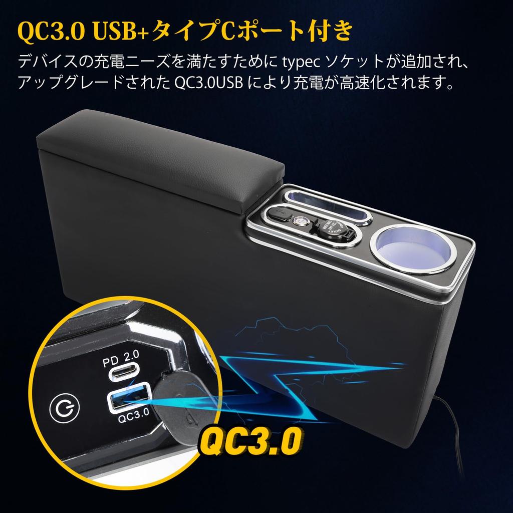 BUYFULL Console Box for Toyota Hijet Cargo S700V and Pixis Armrest with Breathing Changing Drink USB and Storage Side Brake Easy Installation (HJT-2)