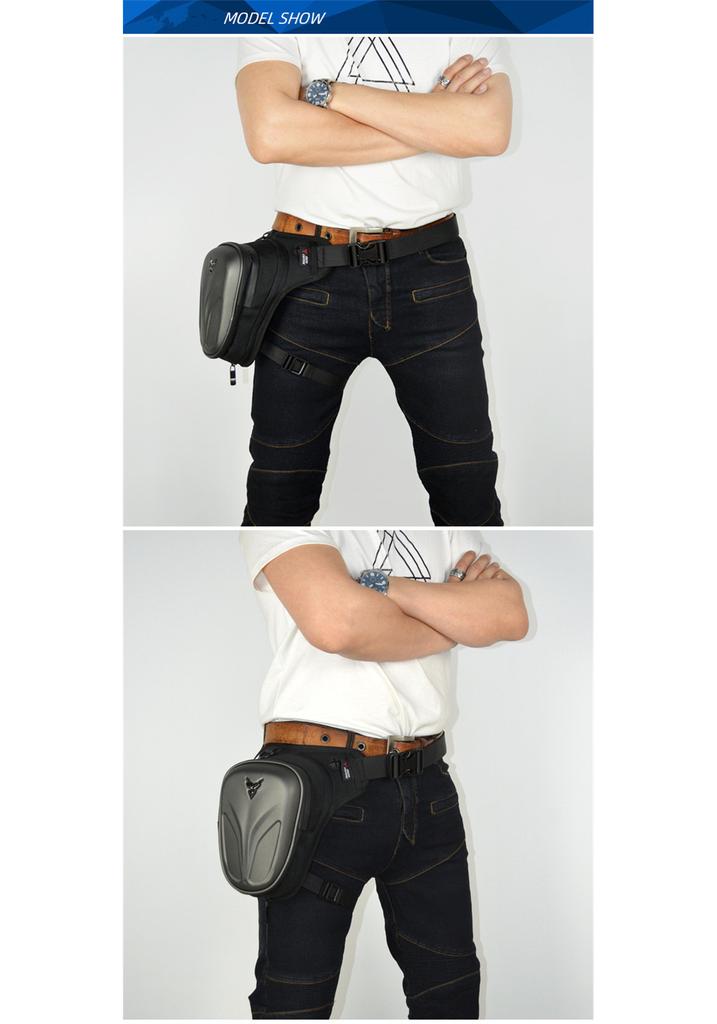 1x Carbon Fiber Look Hard Shell Motorcycle Bag Leg Bag Hip Waist Pack Waterproof