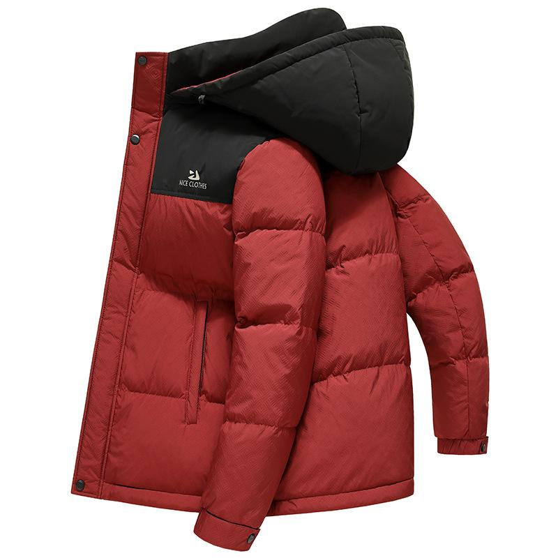 Down Jacket Men's Winter Contrast Color Down Jacket Cold Protection Warm Casual Embossed Thickened Down Jacket Young Men