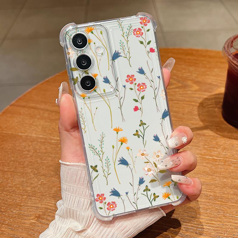 Little Flowers Patterned Phone Case For Samsung Galaxy S26 S25 S24 S23 Ultra S22 Plus S21 S24 S25 FE Clear Shockproof Soft Cover