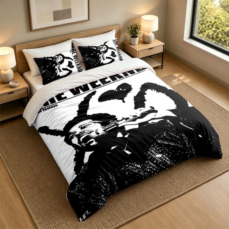 3Pcs Bedding SetThe Weeknd Soft Bed Sheet and Two Pillowcases Home Bedroom Decor