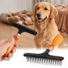 Wooden Handle Pet Comb for Long Thick Hair Stainless Steel Cleaning Carpet Rake  Dogs Puppy Cats