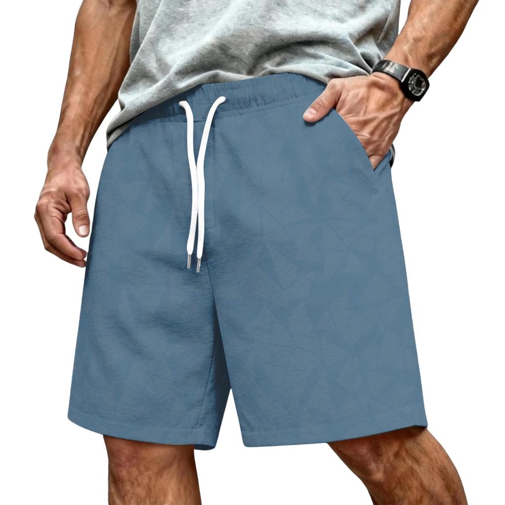 Men Casual Drawstring Waist Athletic Shorts Relaxed Fit Lightweight Breathable Fabric Gradient Print Elastic Waistband