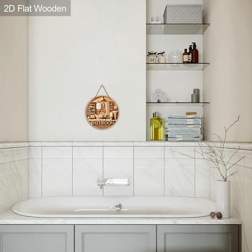 Bathroom Wooden Sign - Decorative Plaque for Outdoor, Bathroom Decor, Room and Balcony Decoration, Bathroom Decoration - Ideal Home Hanging Ornament