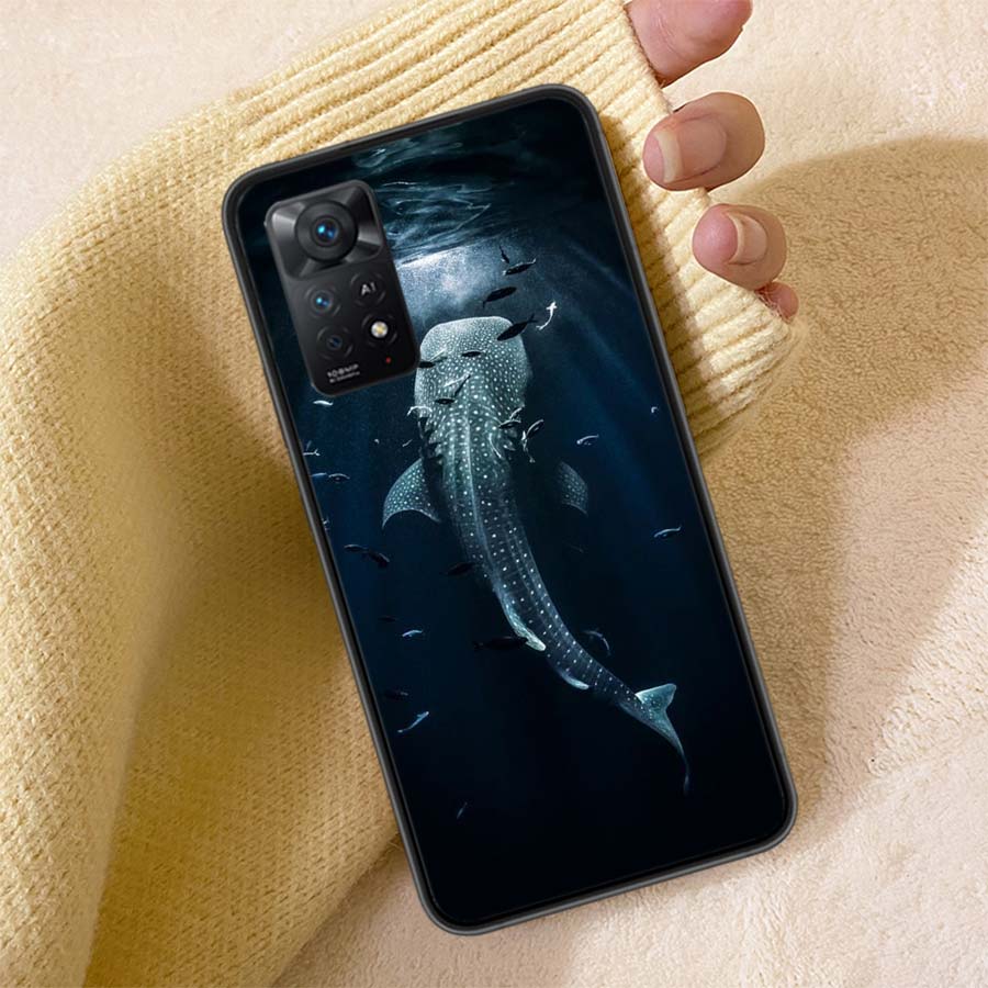 Ocean Whale Shark Swimming Phone Case For Redmi Note 13 14 15 Pro Plus 12 13C 12C 15C 9 10 10C 9T 9C 9A TPU Soft Cover Clear Cel