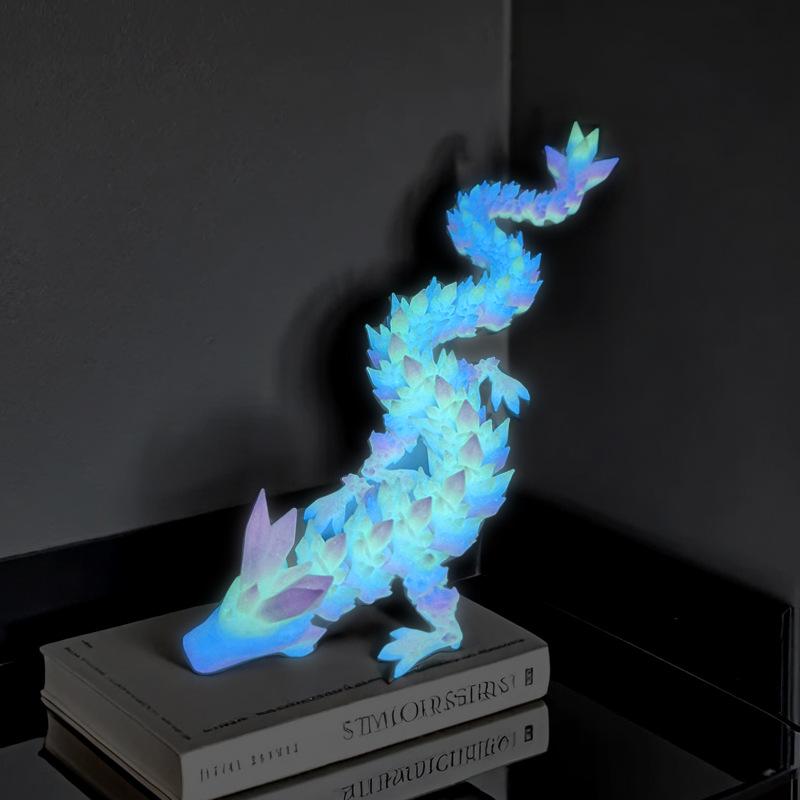 

2024 Luminous 3D Printed Crystal Dragon Figurine - Fully Poseable