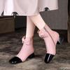 winter Thick heeled square toe side zipper short boots with butterfly bow anti slip warm temperament versatile women's shoes