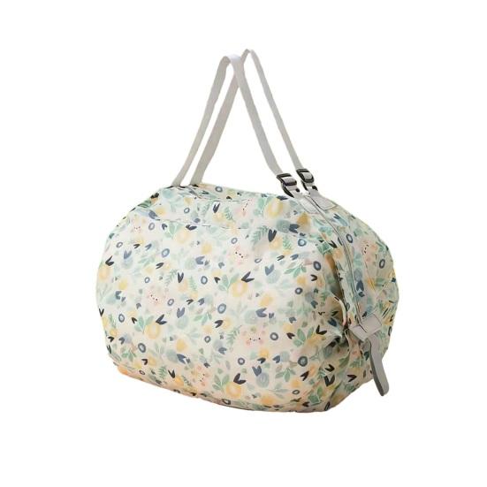 Handbag Foldable Reusable Shopping Bag with Strap Shoulder or Hand Carry Washable Nylon Tote Bag for Grocery Travel Outdoor Use