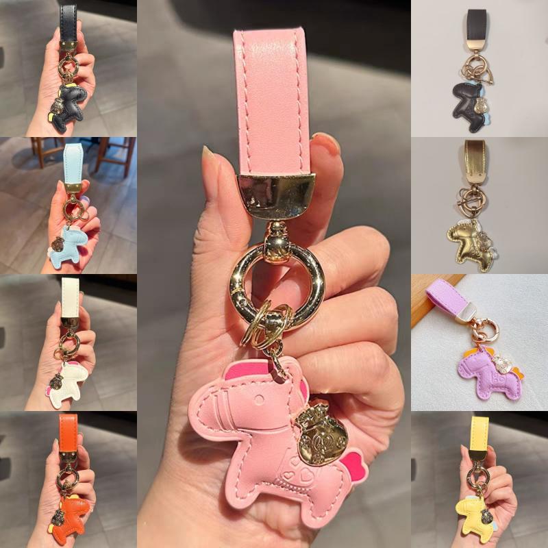 Leather Charms Cartoon Pony Pendant Bag Pendant Creative Lucky Horseback Money Bag Accessories New Year Gift