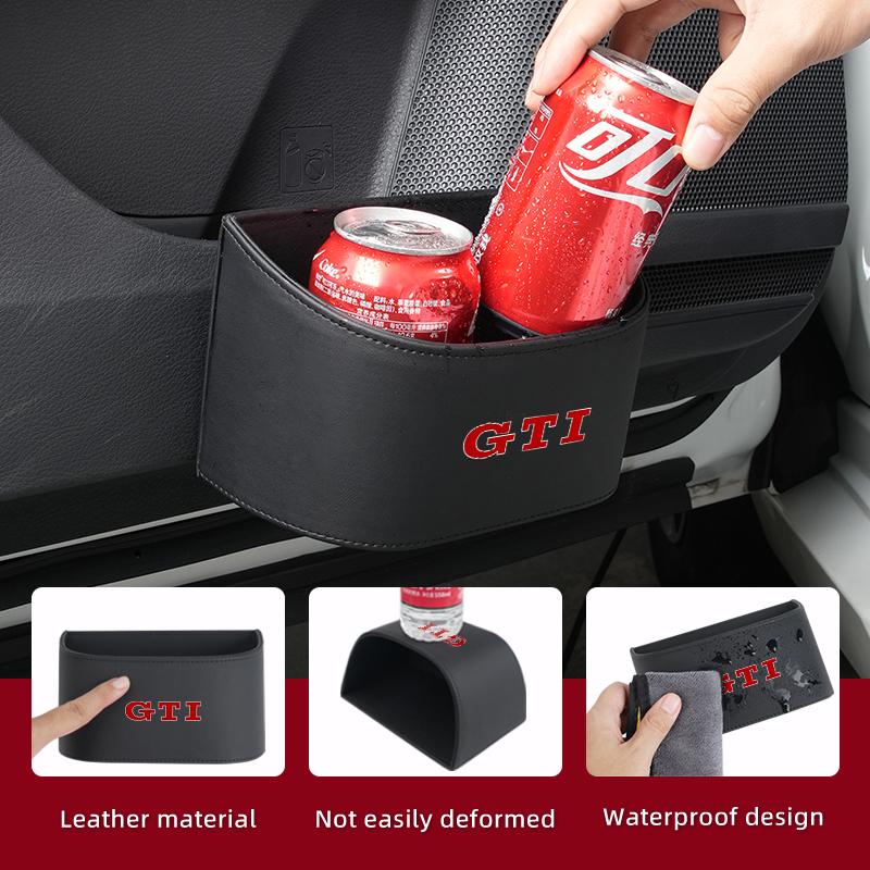 Car Trapezoidal Sloped Black Leather Door Multi-Functional Storage Compartmen For Volkswagen VW Golf 4 6 7 GTI Tiguan Passat B5 BIV1