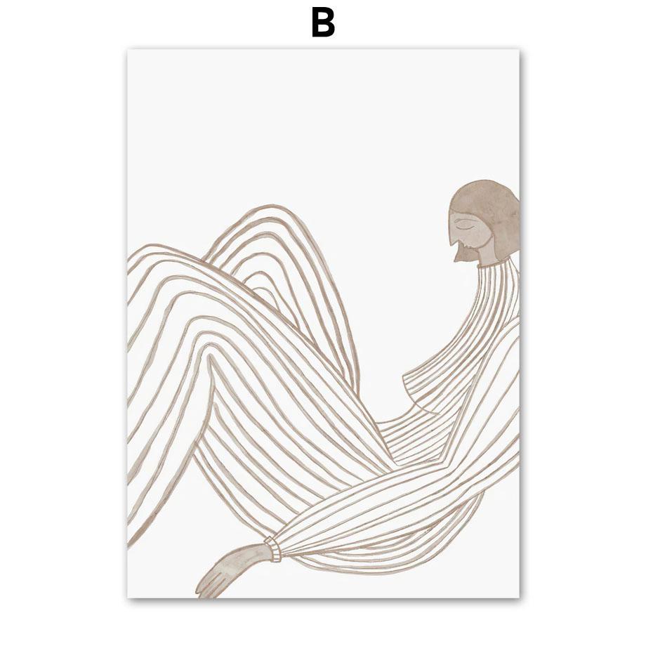 Abstract Girl Flower Color Block Classical Nordic Poster And Prints Wall Art Canvas Painting Wall Pictures For Living Room Decor