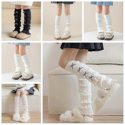 Korean Style Knitted Leg Cover Harajuku Plaid Bow Socks Kawaii Children's Leg Warmers  Children's