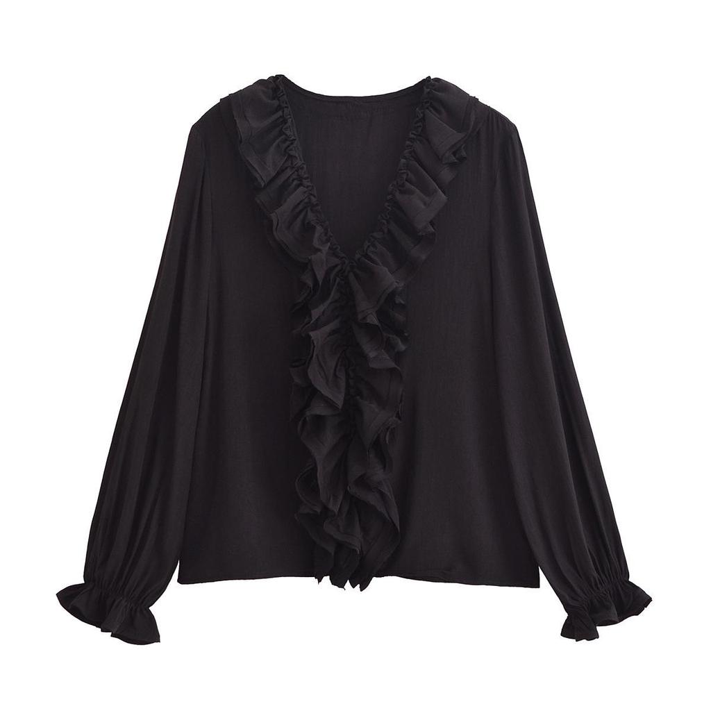 2024 Women's Winter Fashion V-Neck Layered Long Sleeve Shirt