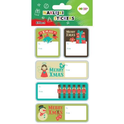 Xmas Tag Stickers 10x20cm Happy Color