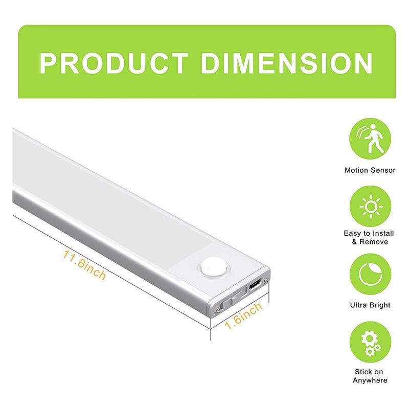 A84E-LED Motion Sensor Cabinet Light,Under Counter Closet Lighting, Wireless USB Rechargeable Kitchen Night Lights