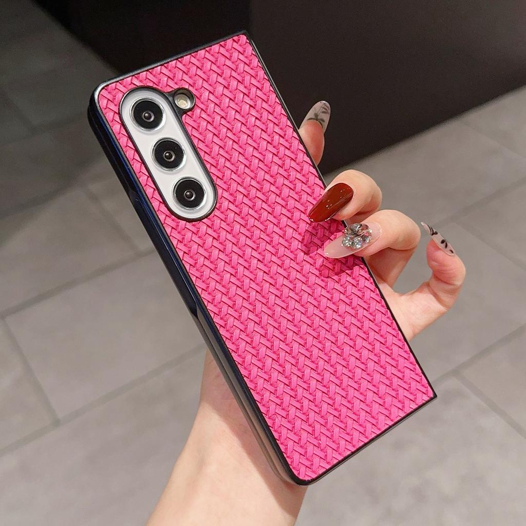 For Samsung Galaxy Z Fold6 5G Case Woven Texture PU Leather Coated PC Phone Cover