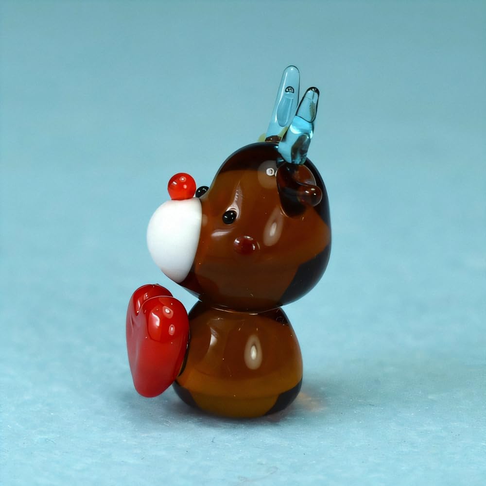 Four Cart Cute Handmade Glass Heart Hug Reindeer