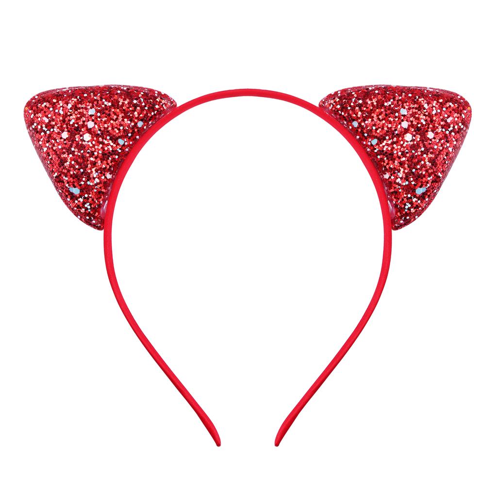 Glitter Cat Ears Headband Kitty Headband for Girls and Women Sparkly Hair Metal Hoop Shiny Hairbands Hair Accessories for Daily