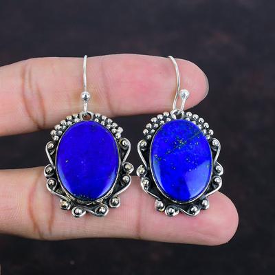 Lapis Lazuli Gemstone Earring 925 Sterling Silver Earring Handmade Earring Very Pretty Lapis Lazuli Jewelry Gifts For Mom Birthstone Earring
