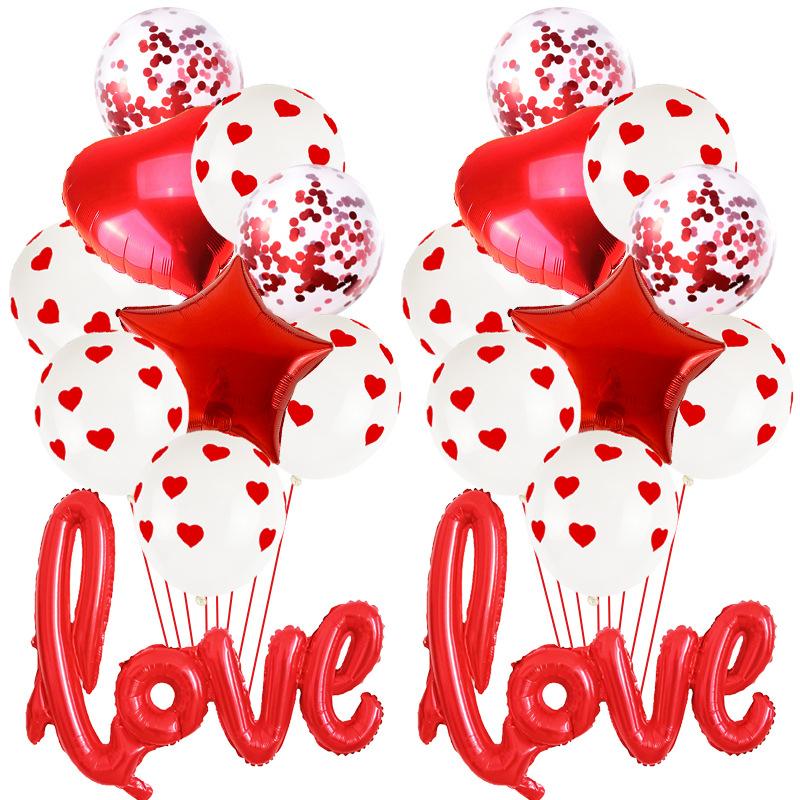 1Set Romantic Wedding I Love You Heart Aluminum Foil Balloons Heart Ballons Valentine Day Birthday Party Decorations