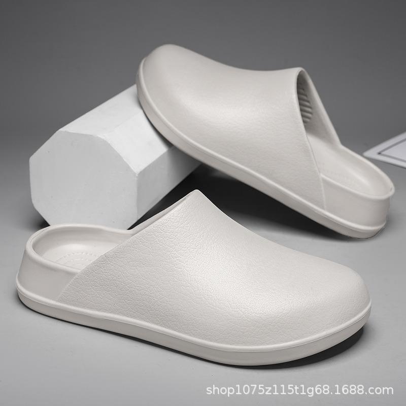New men's solid color hole shoes platform non-slip wear-resistant fashion simple outdoor beach bag head slippers