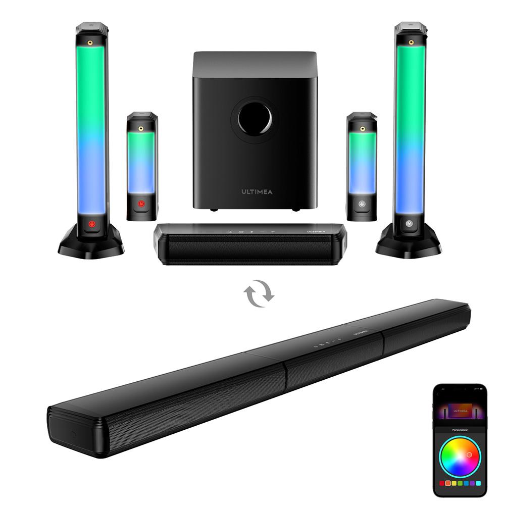 Ultimea Apollo S70 Ultra 7.1-kanałowy odłączany soundbar, zestaw głośników z subwooferem, dynamiczne oświetlenie