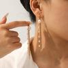 Elegant Tassel Drop Earrings with Pearl and Zirconia Chains Luxurious Versatile Accessories