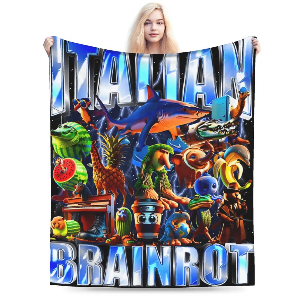 Tralalero Tralala Bootleg Vtipný Brainrot Italský Žraločí Meme Tdeka Teplé Měkké Ložní Přehozy Zimní Pohovka Křeslo Přehoz